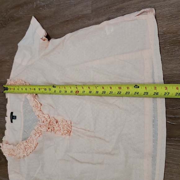 (16) Talbots 100% Cotton Slightly Sheer Textured Ruffle Collar V Neck Pastel - Picture 4 of 8